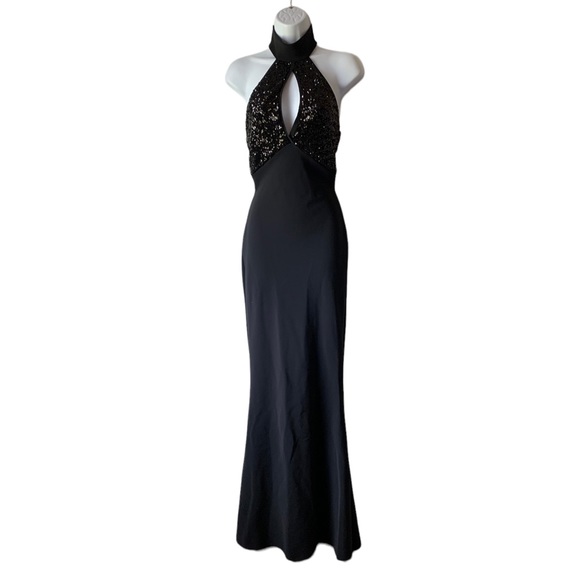 Chiara Boni Iria Black Sequin Gown Maxi Dress, NWT - Picture 2 of 10